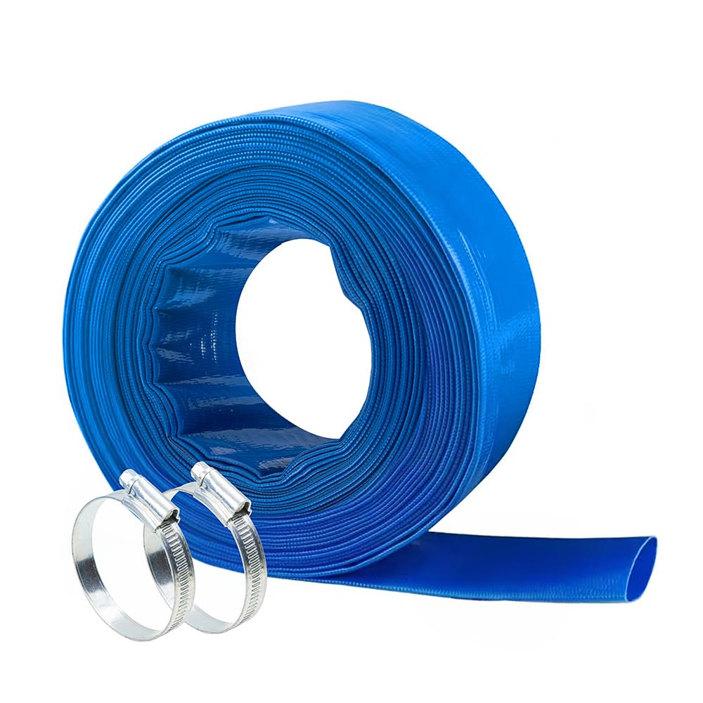 NUDAOS backwash hose in 2in size ready for 100 ft of flat routing and transfer