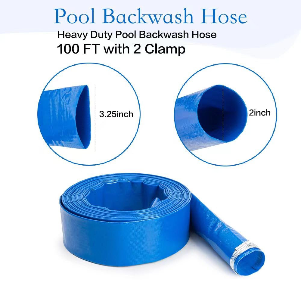 NUDAOS heavy-duty PVC hose shown outdoors, weather and chemical resistant