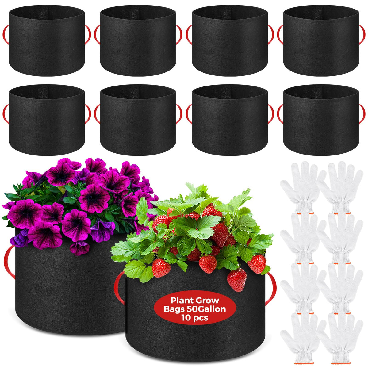 Nuenen 50-gallon grow bag bundle for versatile garden planting and transport