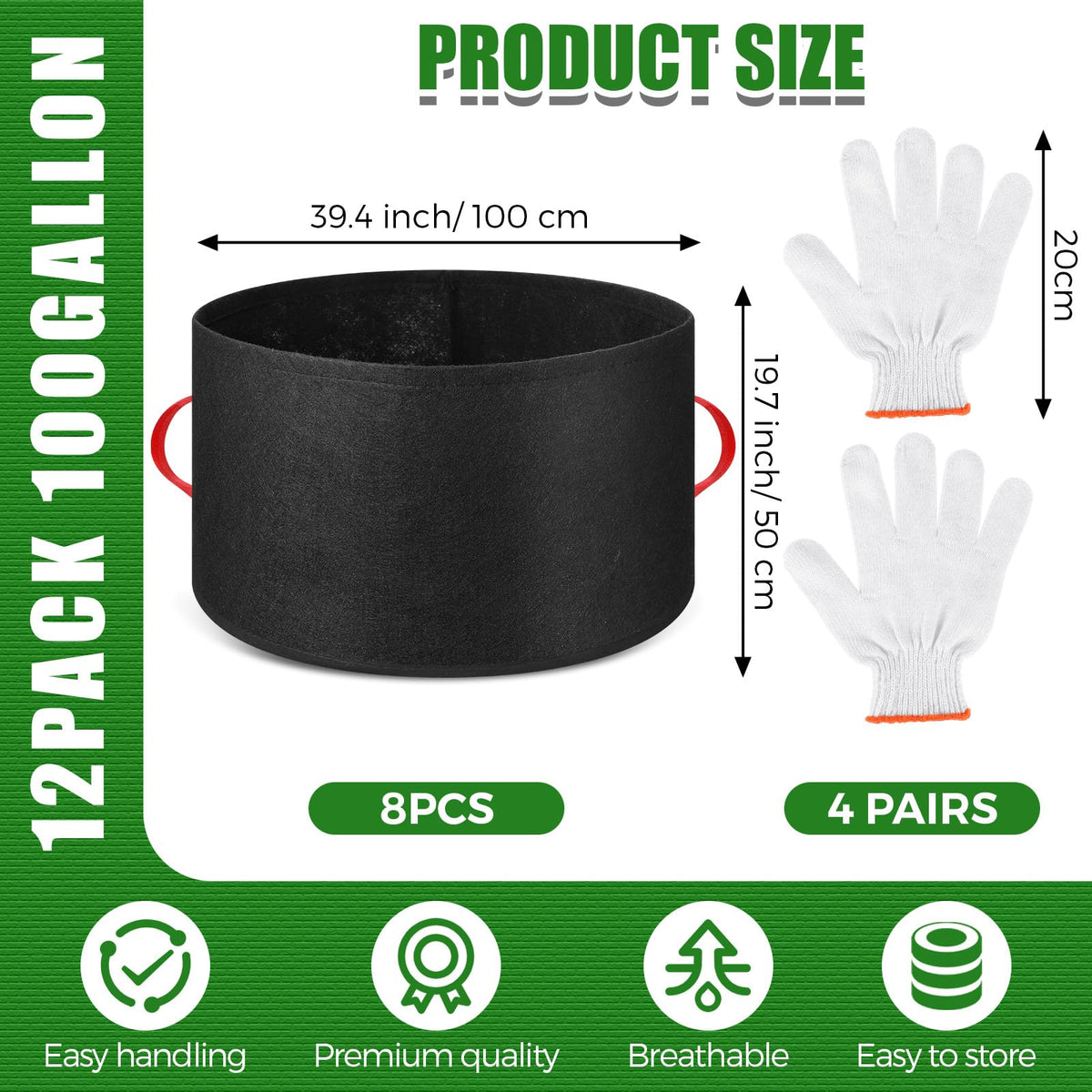 Nuenen cotton work gloves included for safe planting and handling.