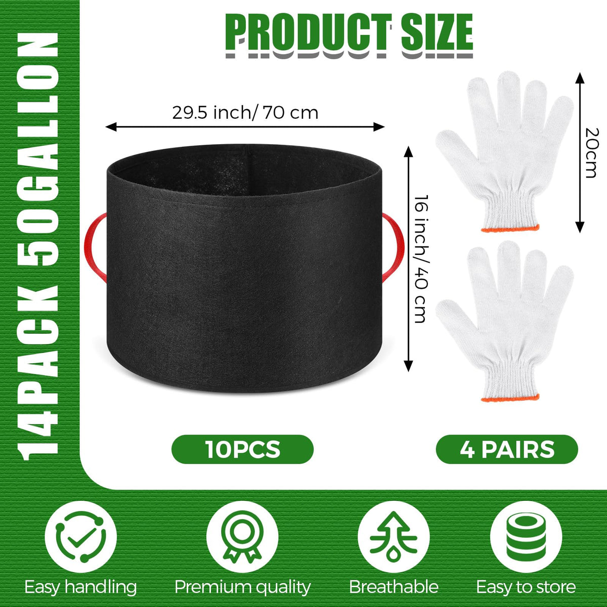 Nuenen grow bag with side handles for easy lifting and relocation