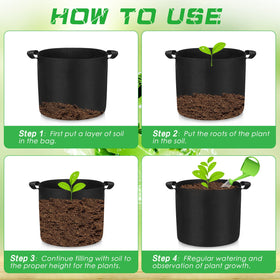 Nuenen grow bags in garden setup for potatoes, tomatoes, and flowers