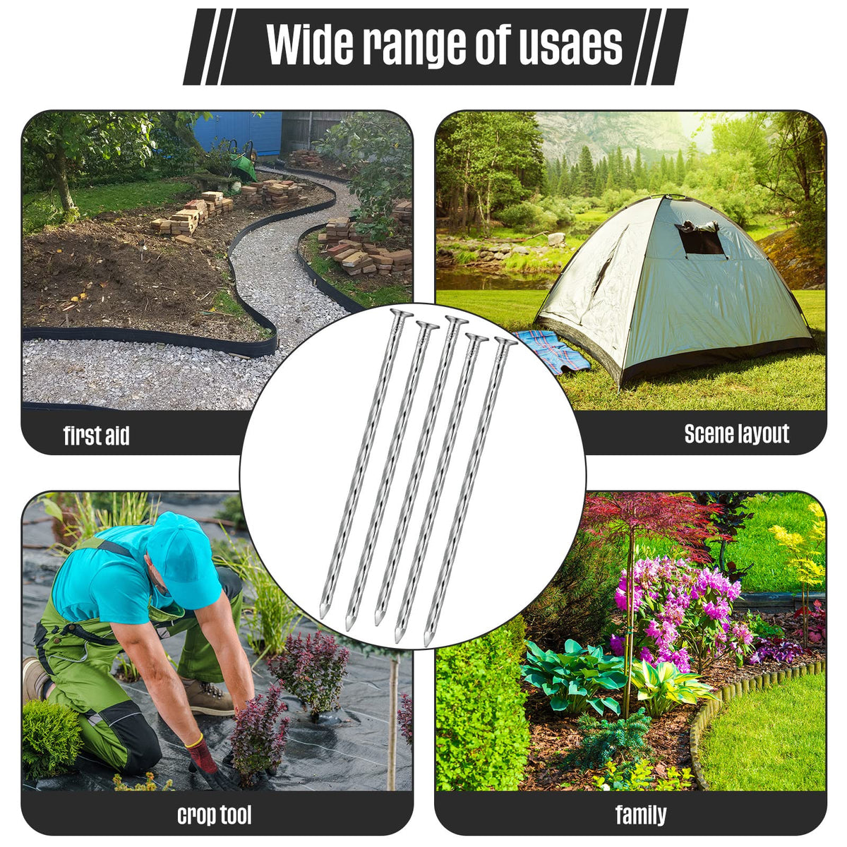 Nuenen heavy-duty nails suitable for tents, fences, and pavers