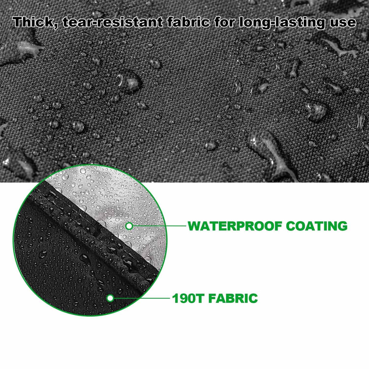 NUENSS-ROR fabric close-up—190T Oxford with PVC backing for durability.