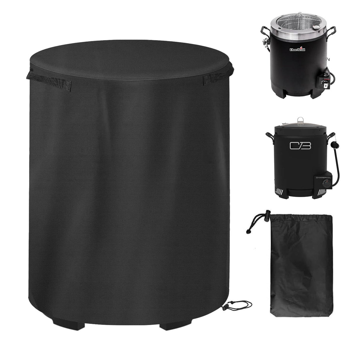 NUENSS-ROR cover for Char-Broil Big Easy—front view, snug fit against rain and dust.