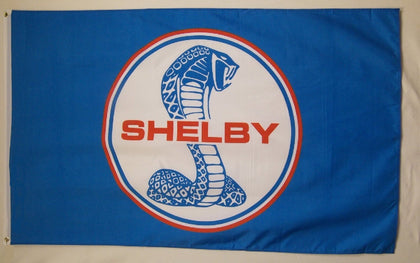 Nuge Ford Shelby Mustang car flag close-up with bold colors for outdoor display