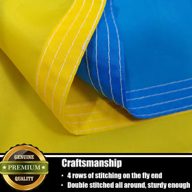 Nuibers flag edge stitching close-up highlighting double stitching to prevent fraying.