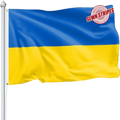 Nuibers Ukraine flag 3x5 outdoor, front view with vibrant colors.
