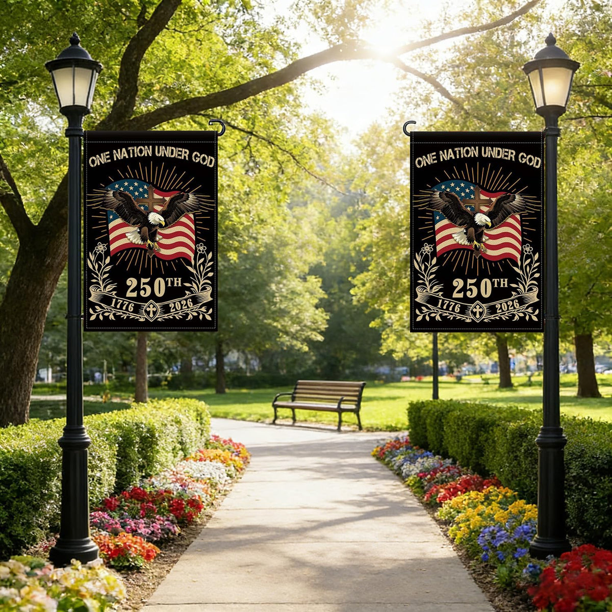 NUJOLI weather-resistant burlap flag withstands sun and rain while keeping colors vibrant