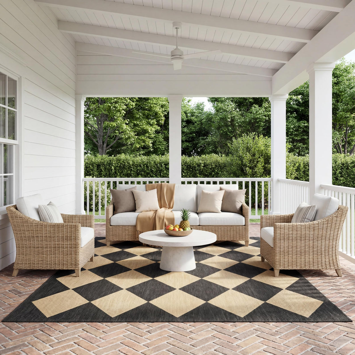 nuLOOM Sabina diamond trellis 4x6 rug for indoor/outdoor spaces with easy maintenance.