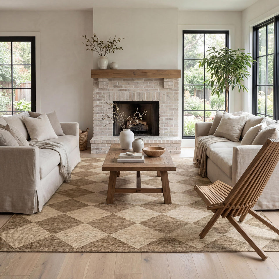 nuLOOM Sabina Diamond Trellis rug for outdoor use with easy cleaning and stain resistance.