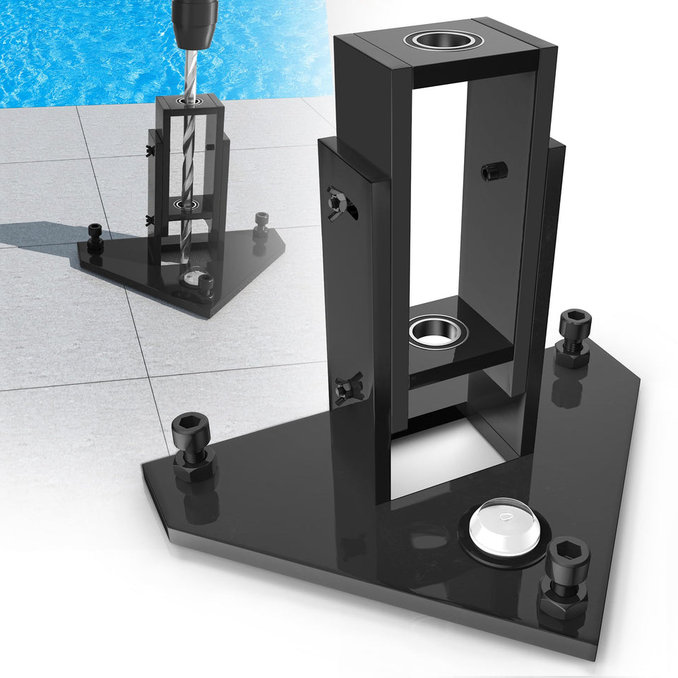 NUMAKY Pool Fence Drill Guide with bubble level for precise vertical drilling