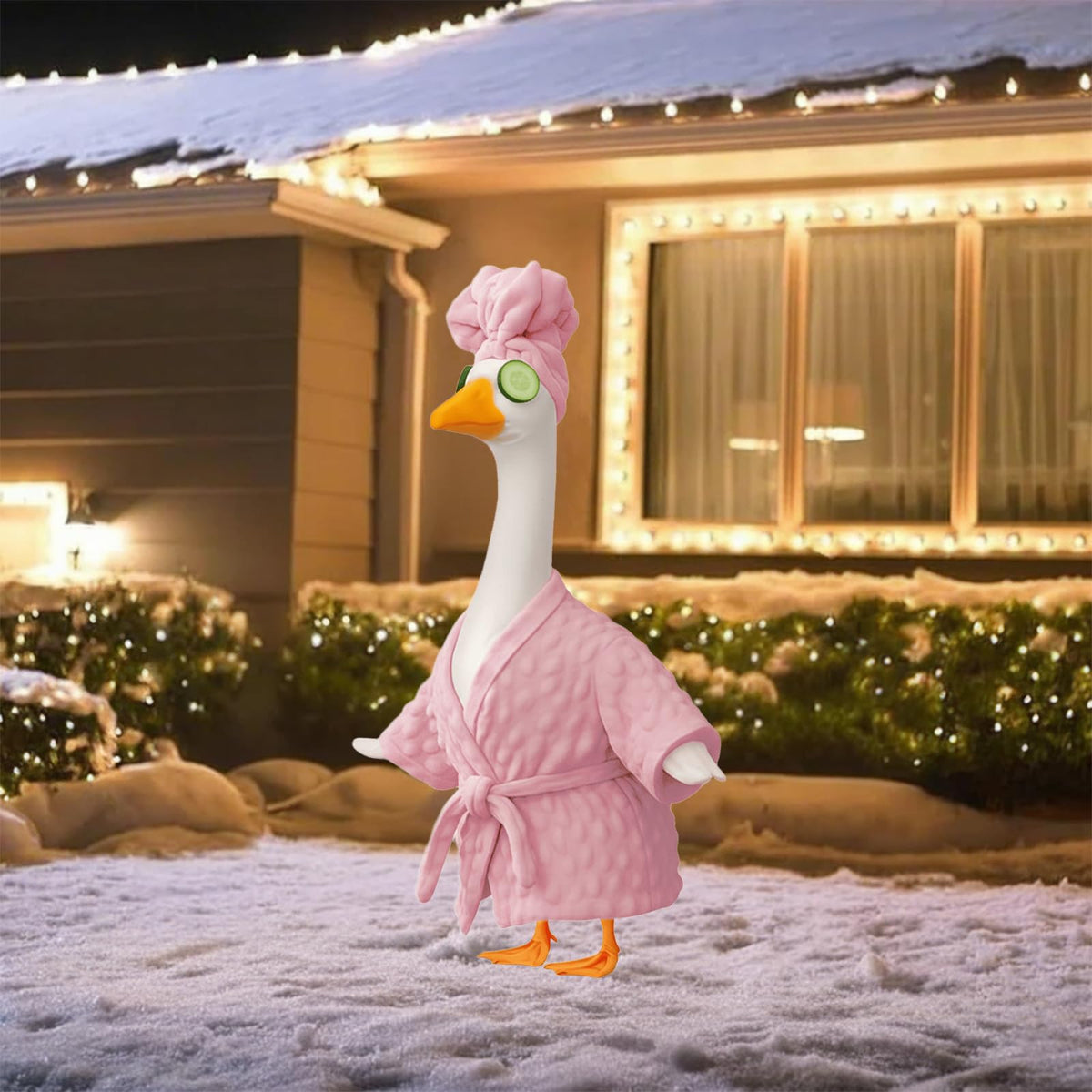 Numfog easy-fit porch goose dress on a 23-inch figure