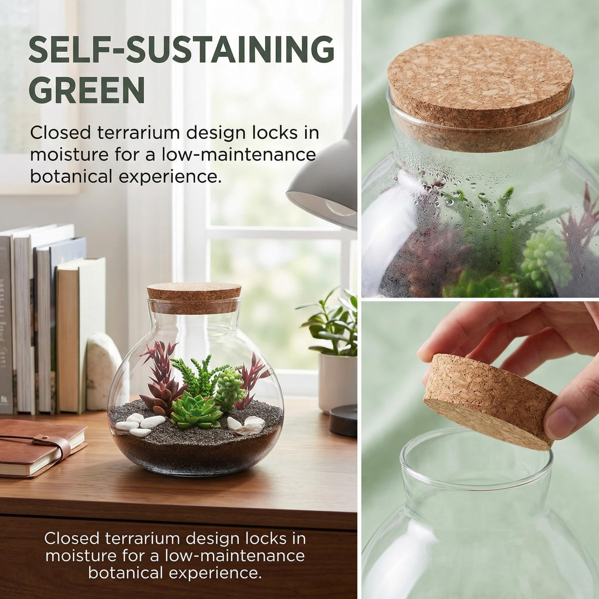 NUOBESTY desk terrarium round container ready for DIY landscaping on a desk