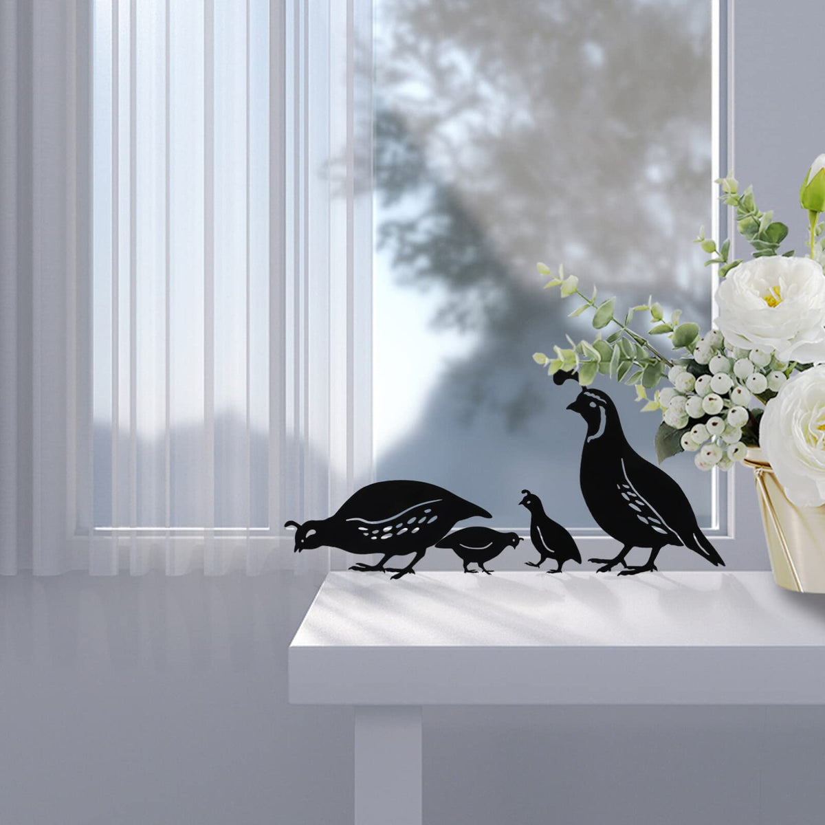 NUOBESTY lifelike quail silhouettes create a heartwarming yard scene