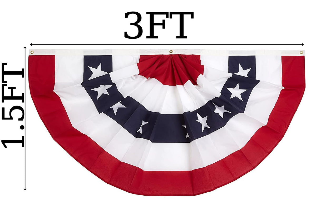 NUOGIC half-fan pleated patriotic USA flag for windows