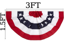 NUOGIC pleated half-fan banner USA colors draped along fence or railing