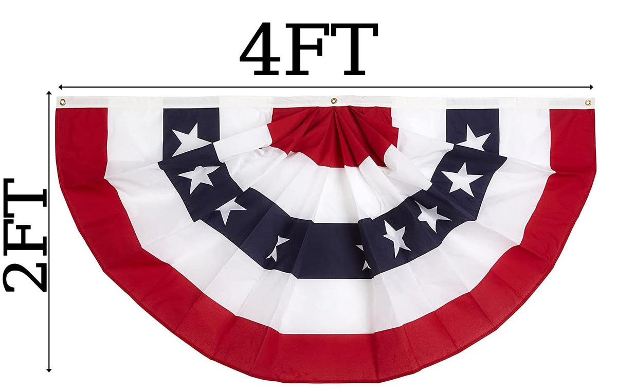 NUOGIC pleated USA bunting double-sided for outdoor celebrations.