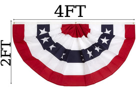 NUOGIC pleated USA bunting double-sided for outdoor celebrations.