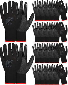 Nuogo 24-pair gardening gloves package in black for daily use