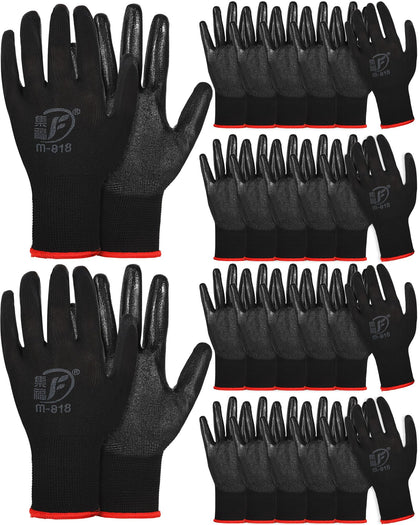 Nuogo 24-pair gardening gloves package in black for daily use