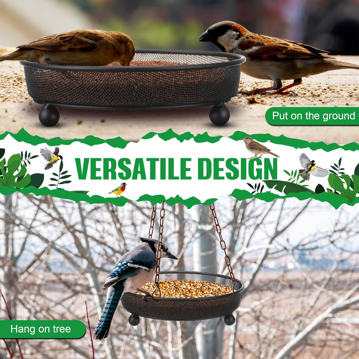 Nuogo easy-clean bird feeder tray with quick drainage and low maintenance.