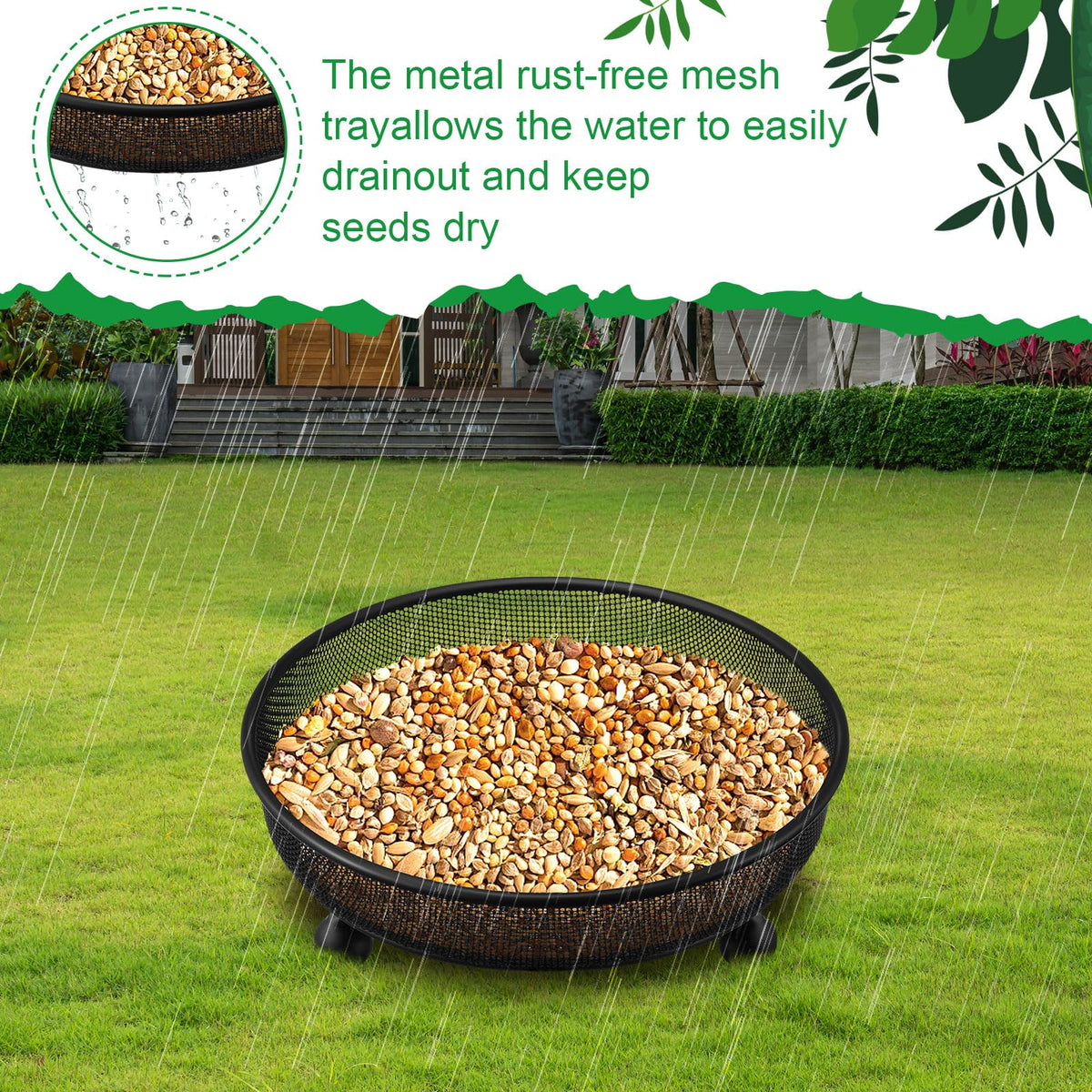 Nuogo garden yard bird feeder trays set enhances outdoor wildlife viewing.