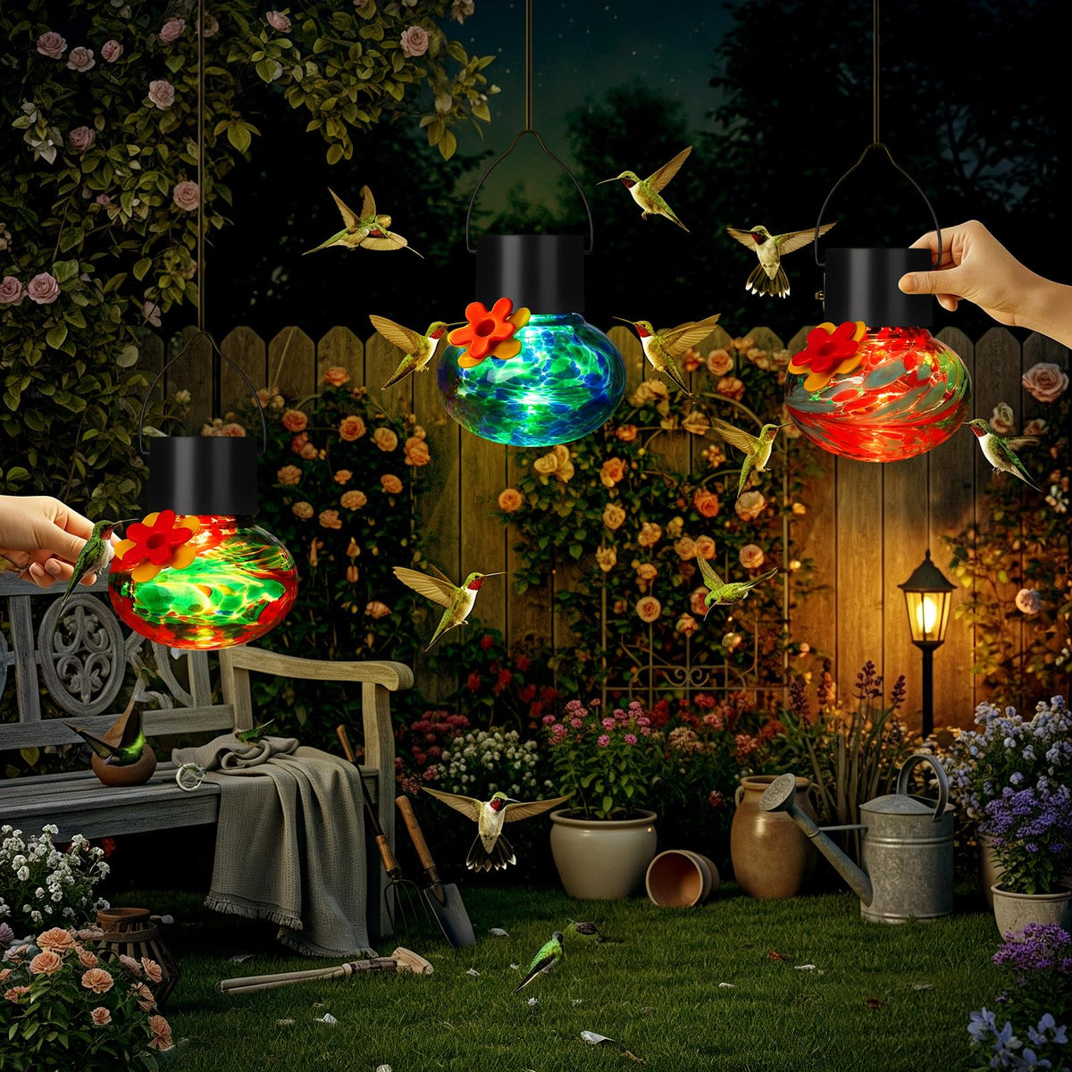 Nuogo weather-resistant glass hummingbird feeder withstands outdoor use