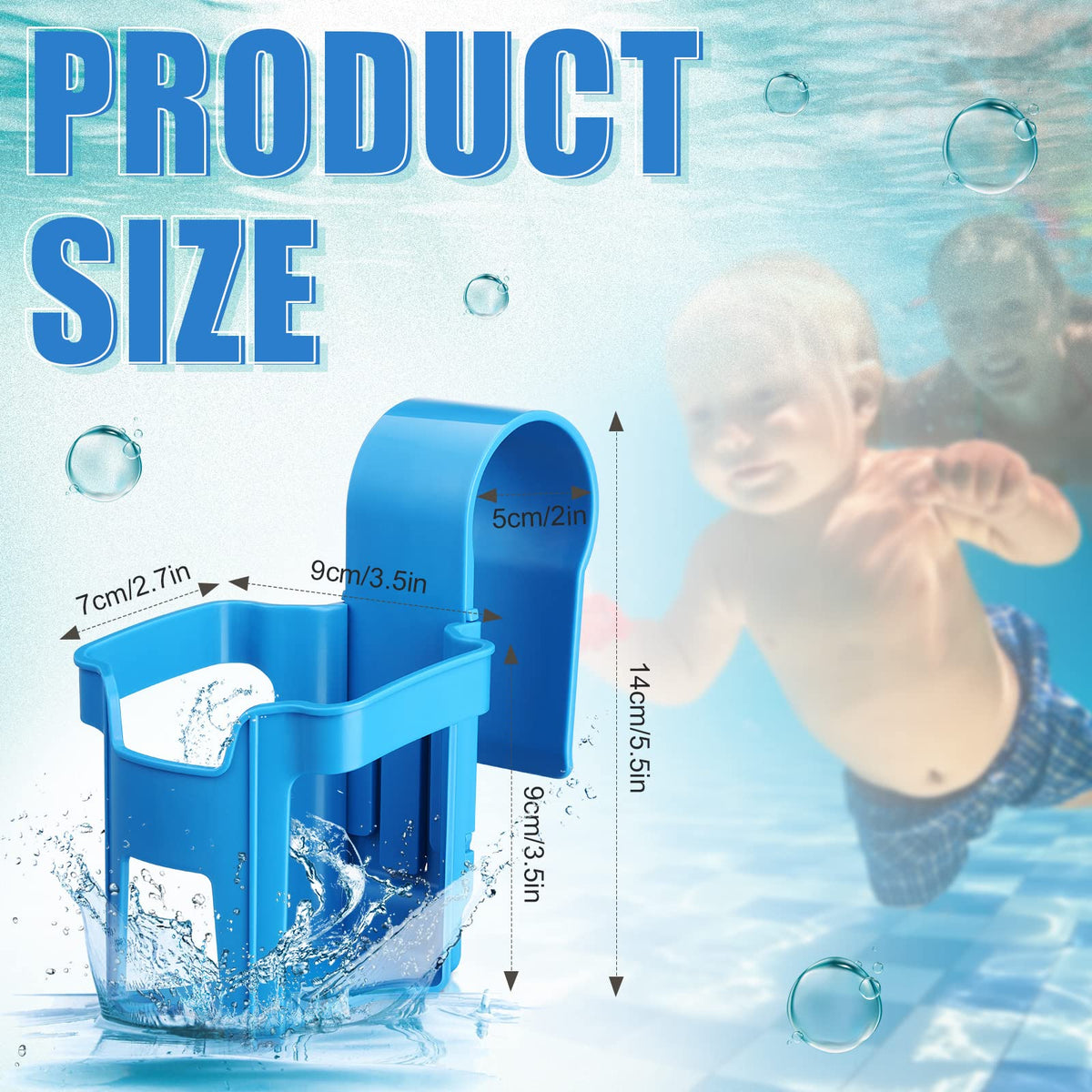 Nuogo blue poolside cup holder in use on round top bar