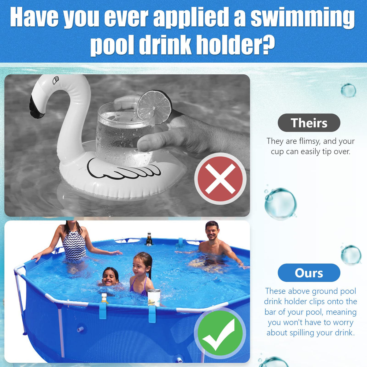 Nuogo separable parts for compact storage of pool cup holders
