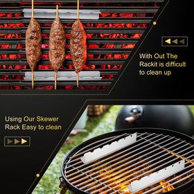 Nuogo slot-design kebab rack shows even grill distribution and easy kebab alignment.