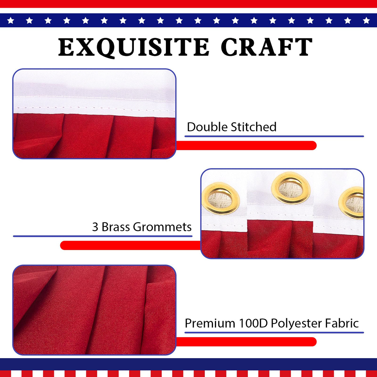 NUOLAN 2x4ft bunting features fade-resistant colors for long-lasting outdoor display.