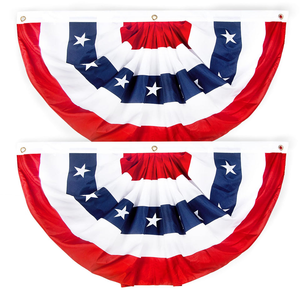 NUOLAN American bunting flag outdoors 2x4ft pleated for porch and yard celebrations.