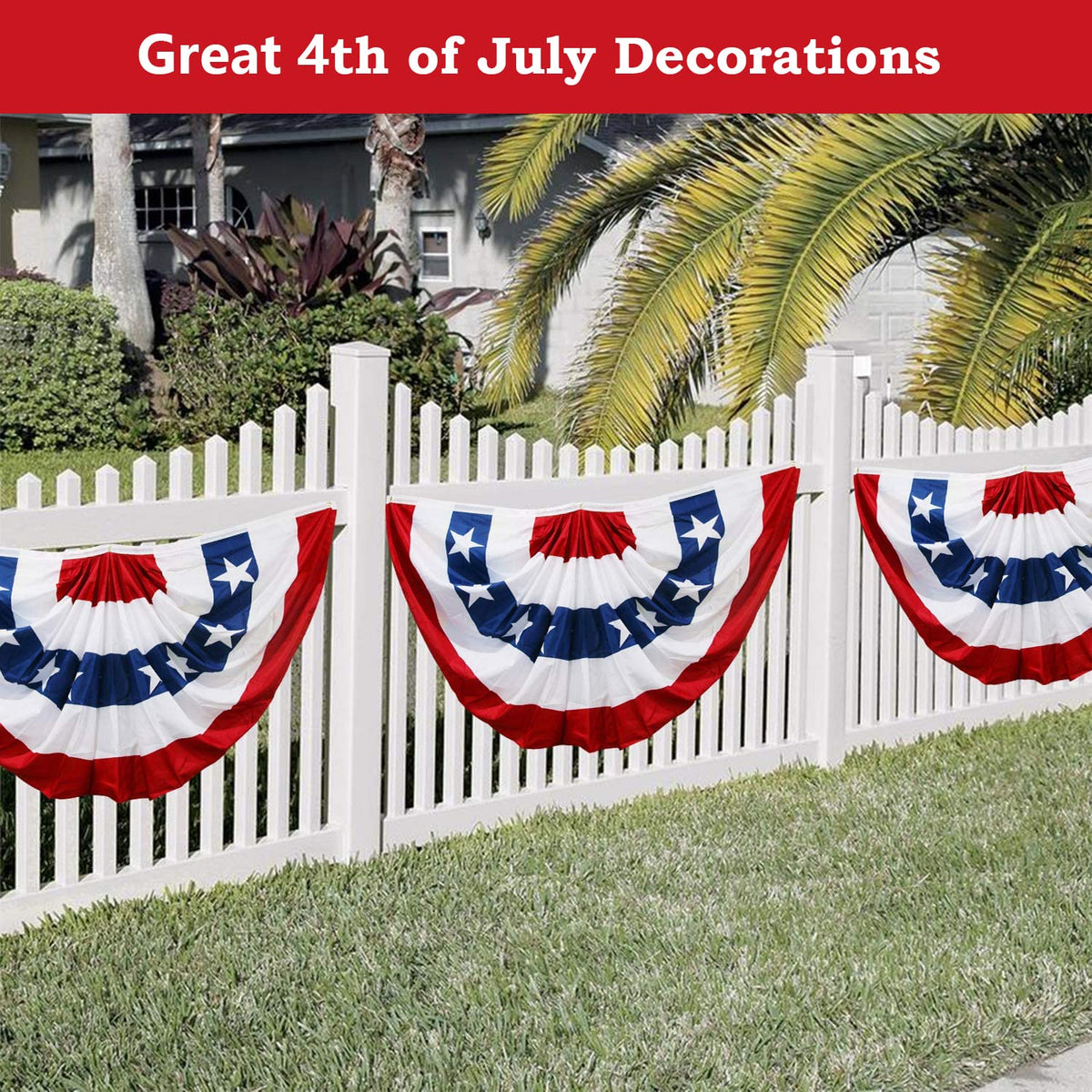 NUOLAN bunting with 3 ft drop adds dramatic length to porch decor.