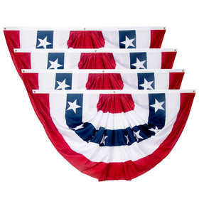 NUOLAN bunting on the porch with pleated fan flags adds vivid patriotism for outdoor celebrations.