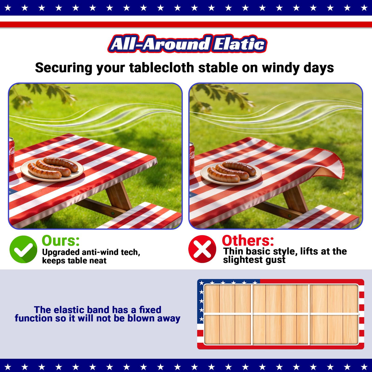 NUOLAN elastic edge keeps the cover in place during outdoor breezes.