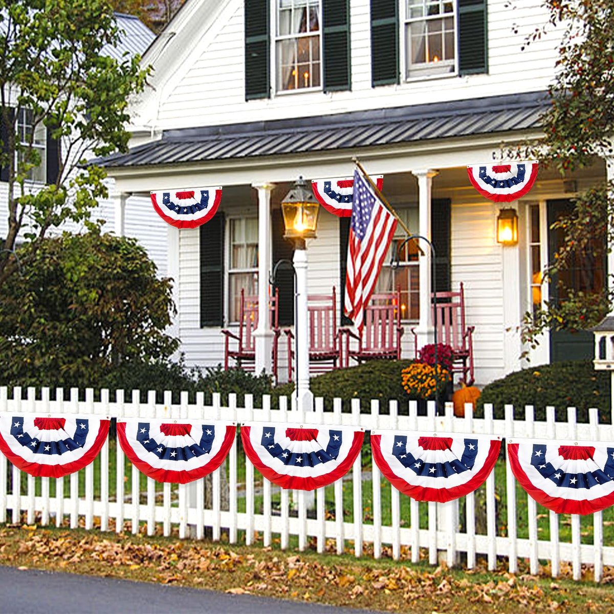 NUOLAN outdoor bunting with grommets enables quick, secure hanging on porch or gate.