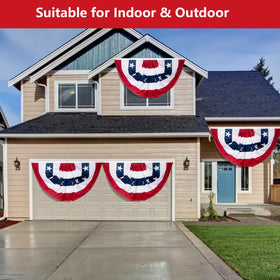 NUOLAN outdoor patriotic bunting shows vibrant red, white, and blue colors for the Fourth of July.