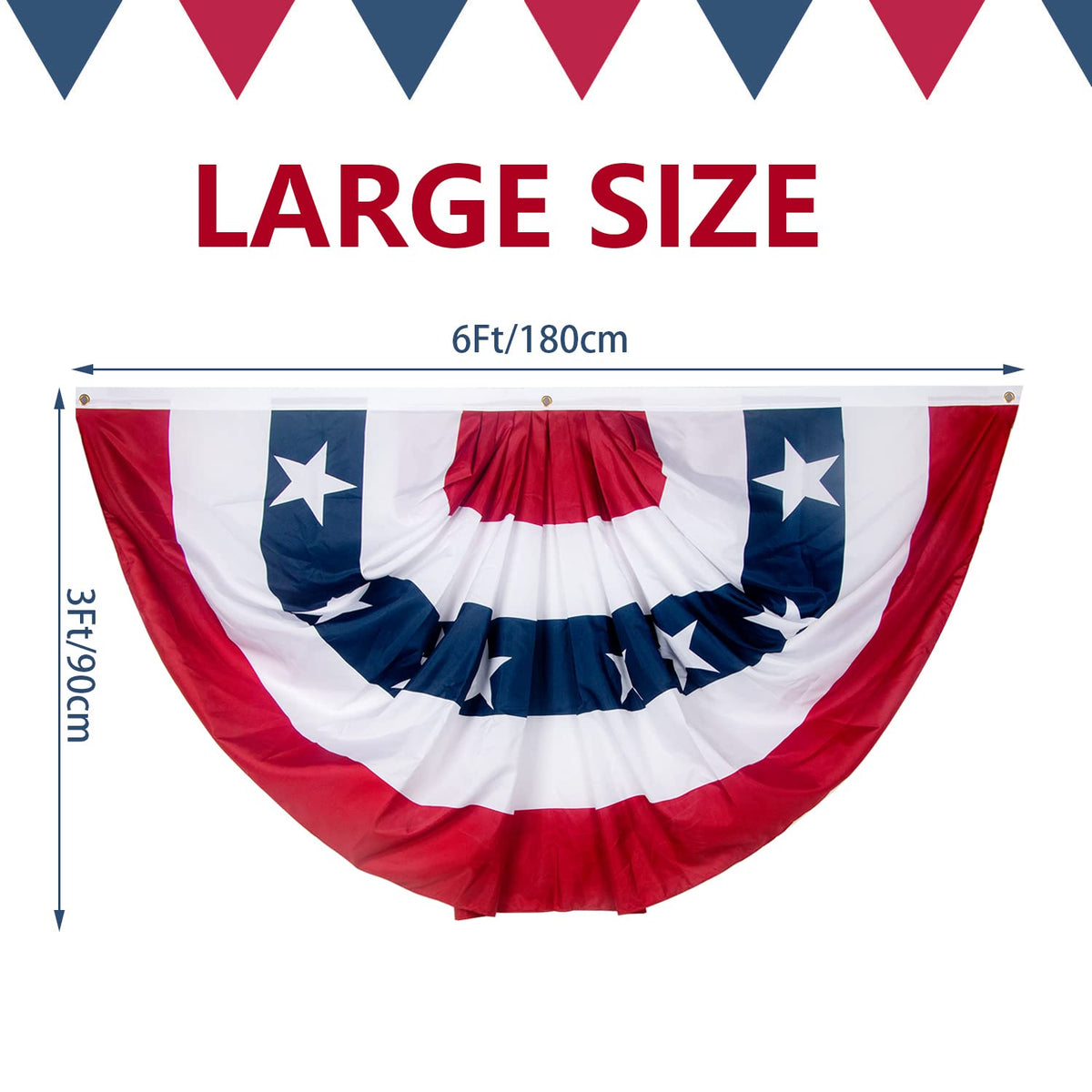 NUOLAN pleated fan flags in a four-pack create a dramatic outdoor display.