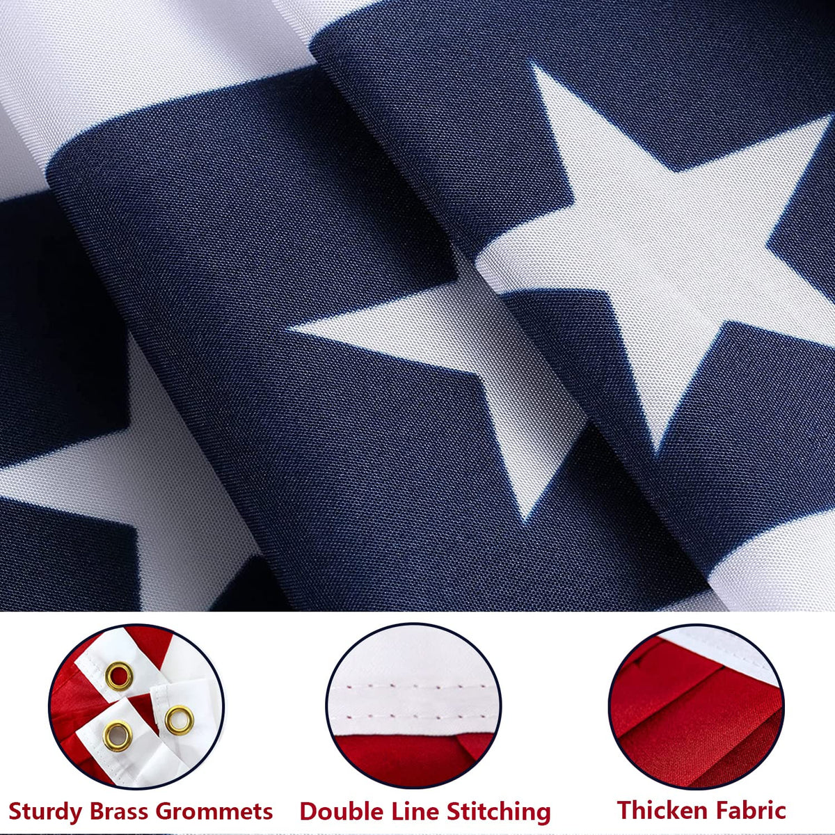 NUOLAN bunting uses sturdy grommets for quick, secure hanging on porches or windows.