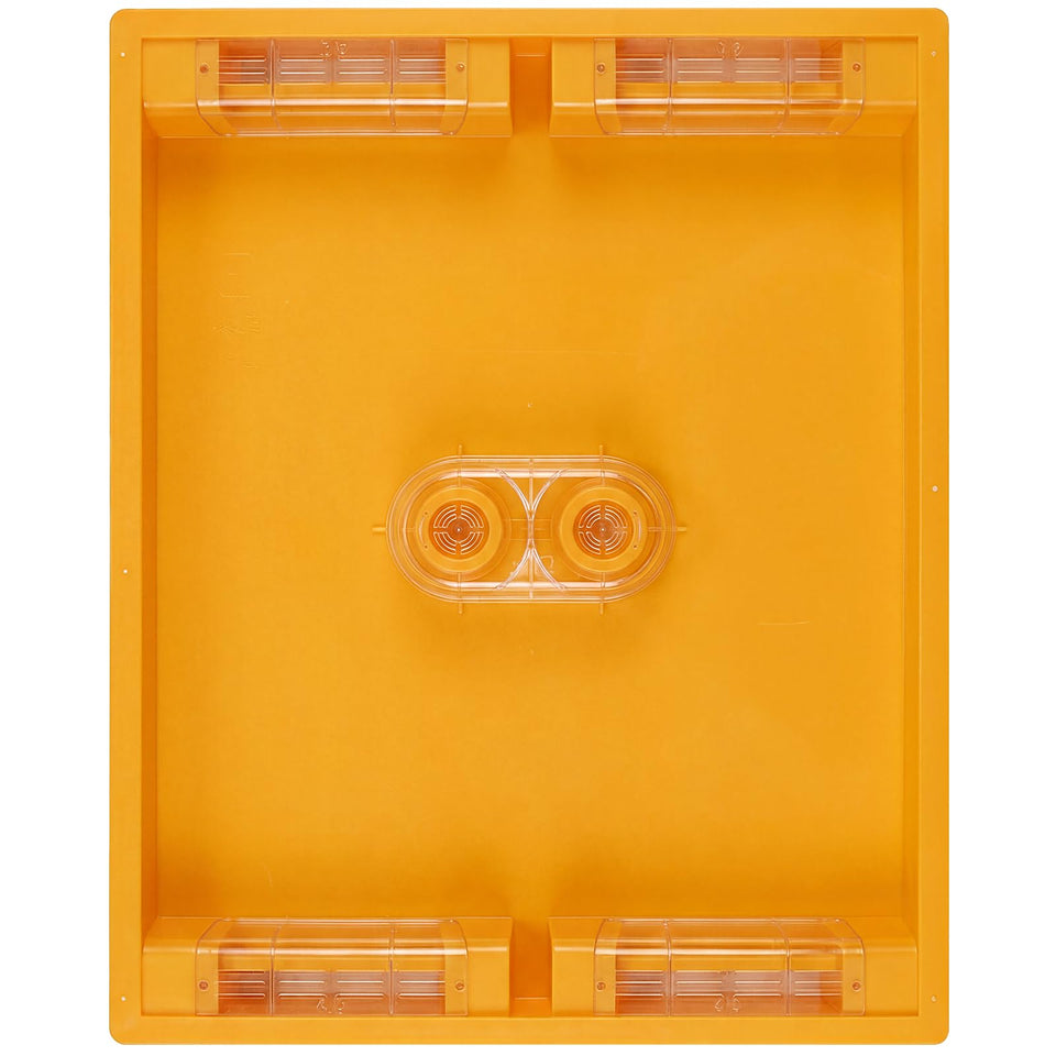 NUOMIC six-channel bee top feeder mounted on Langstroth hive for efficient feeding.