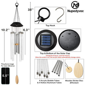 Nupedyvoc solar wind chime packaged for outdoor setup