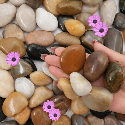 NUPICK 16lb river rocks for indoor plants add natural color while aiding moisture retention