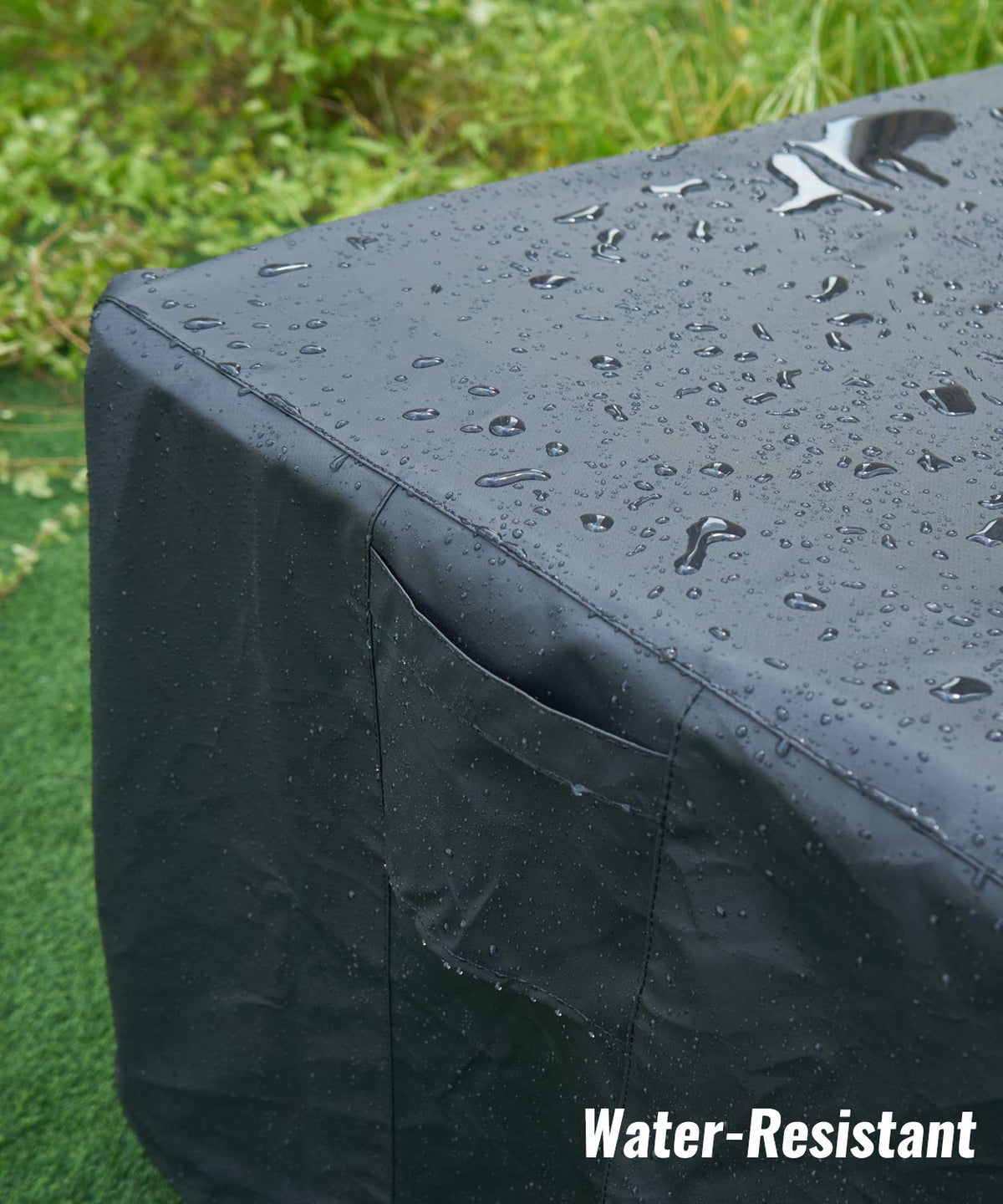 NUPICK all-weather protection guards fire pits against sun, snow, and rain