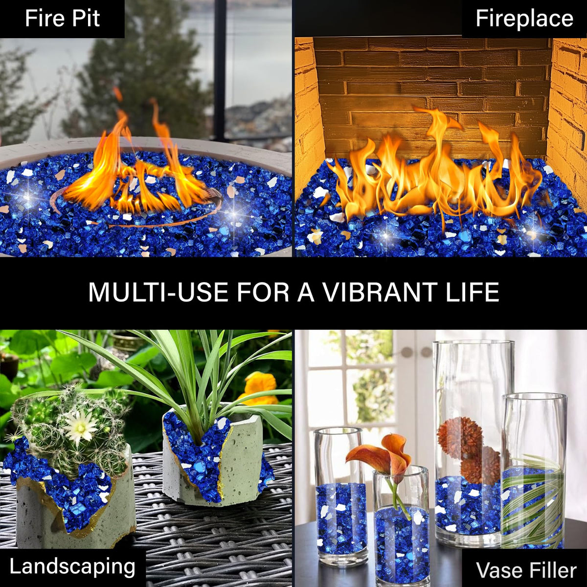 NUPICK blue fire glass half inch ideal for DIY projects