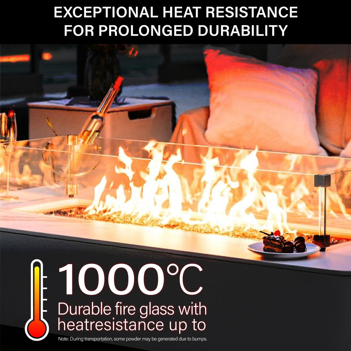NUPICK blue fire glass for fire table enhances ambiance