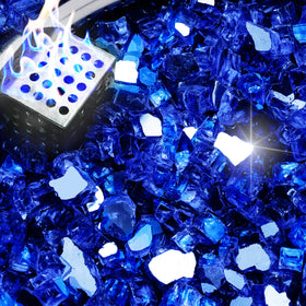 NUPICK blue fire glass half inch for outdoor pits enhances flame visibility