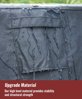 NUPICK elastic bottom hem securing the cover during windy evenings