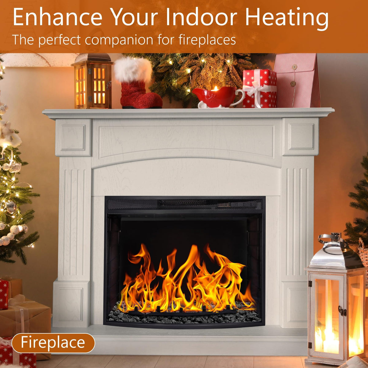 NUPICK lava rock fire glass layer adds sparkling effects under flames.