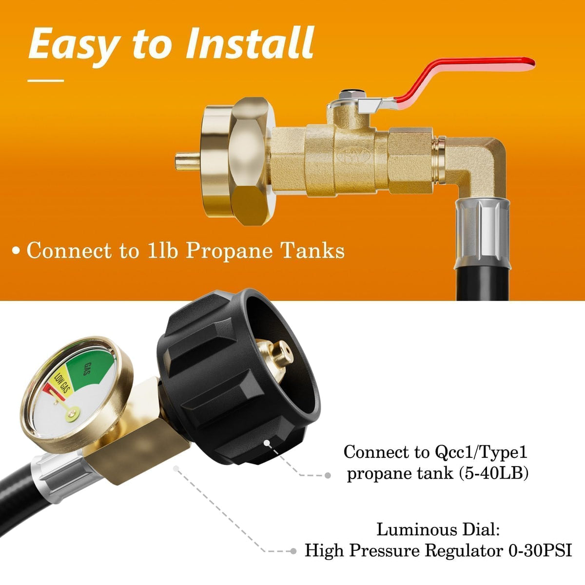 Brass joint on the NUPICK refill adapter ensures a tight, leak-free connection.